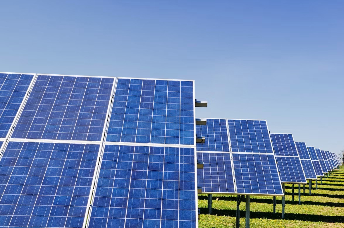 Photovoltaic panels in a row